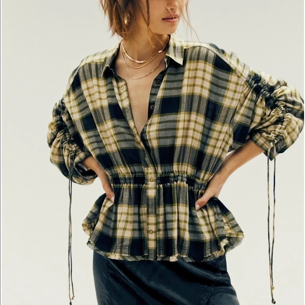Free People Pacific Plaid Wool Blend Shirt Size Small Women - Picture 1 of 16